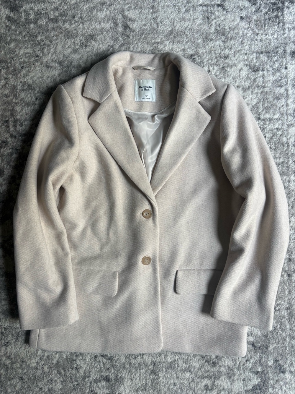 Abercrombie & Fitch Cream Single-Breasted Tailored Blazer